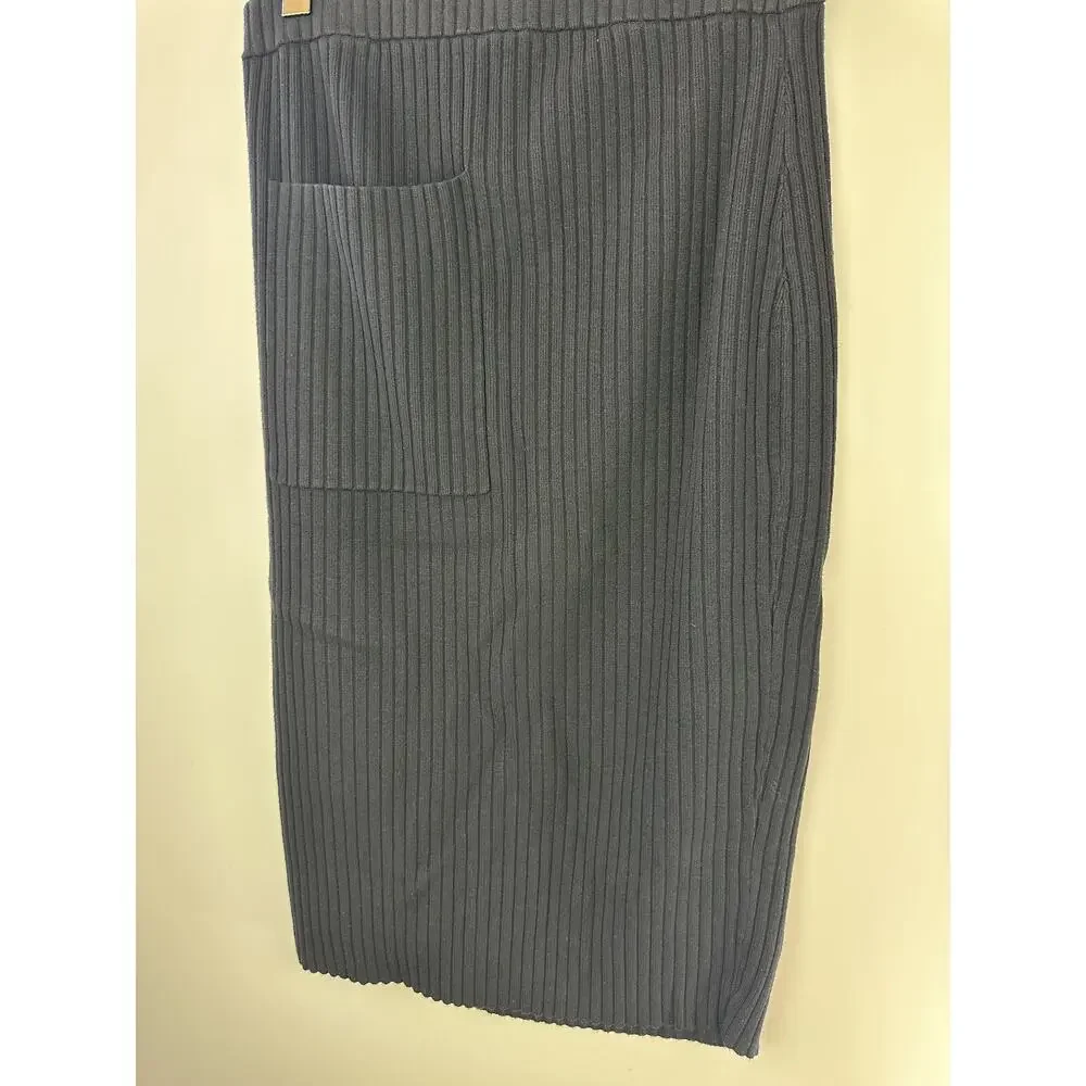 Universal Standard Ribbed Knit Patch Pocket Pencil Skirt Black M Plus Size 18 20 - Picture 5 of 11